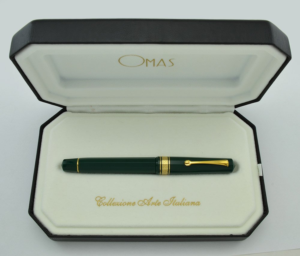 Omas Milord Fountain Pen - Green, Gold Trim, 14k Fine Nib